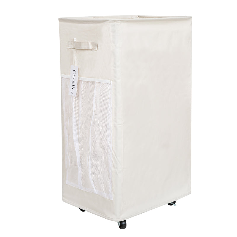 Chrislley 90L Rolling Laundry Basket Large Laundry Hamper with Wheels Collapsible  (Beige)