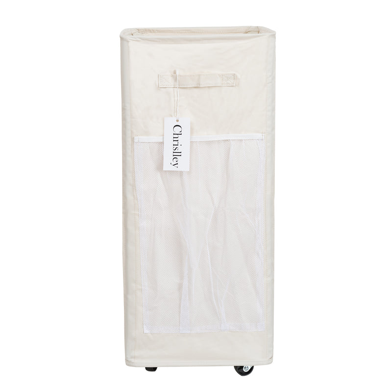 Chrislley 90L Rolling Laundry Basket Large Laundry Hamper with Wheels Collapsible  (Beige)