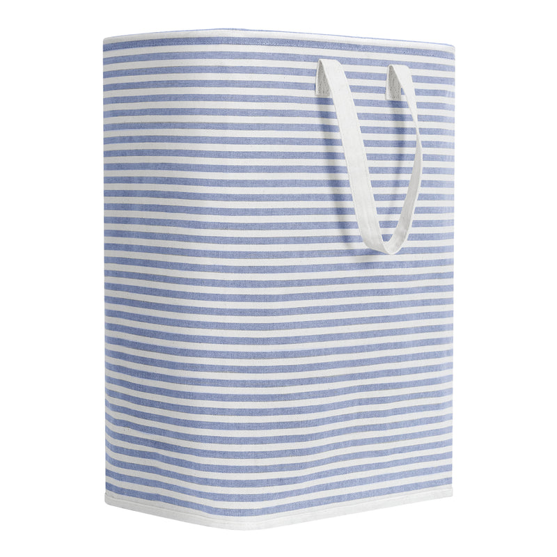 Chrislley 72L Freestanding Laundry Hamper with Handle Large Laundry Basket Laundry Bin Collapsible (Striped Blue)