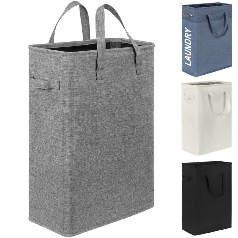 Chrislley 45L Slim Laundry Hamper Narrow Laundry Basket with Handle (22 inches , Upgrade Grey)