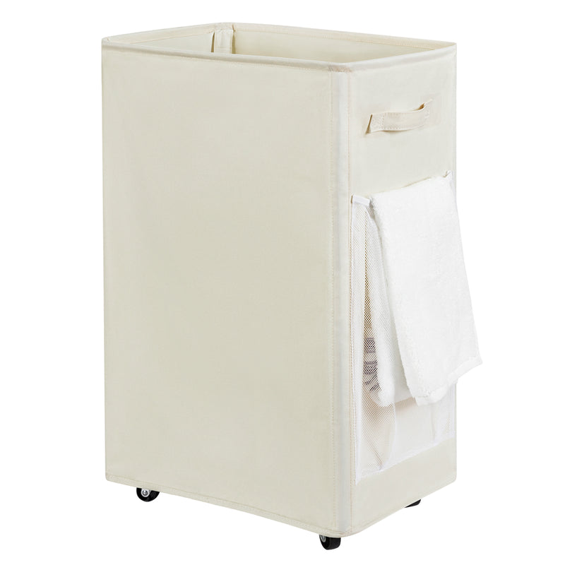 Chrislley 90L Rolling Laundry Basket Large Laundry Hamper with Wheels Collapsible  (Beige)