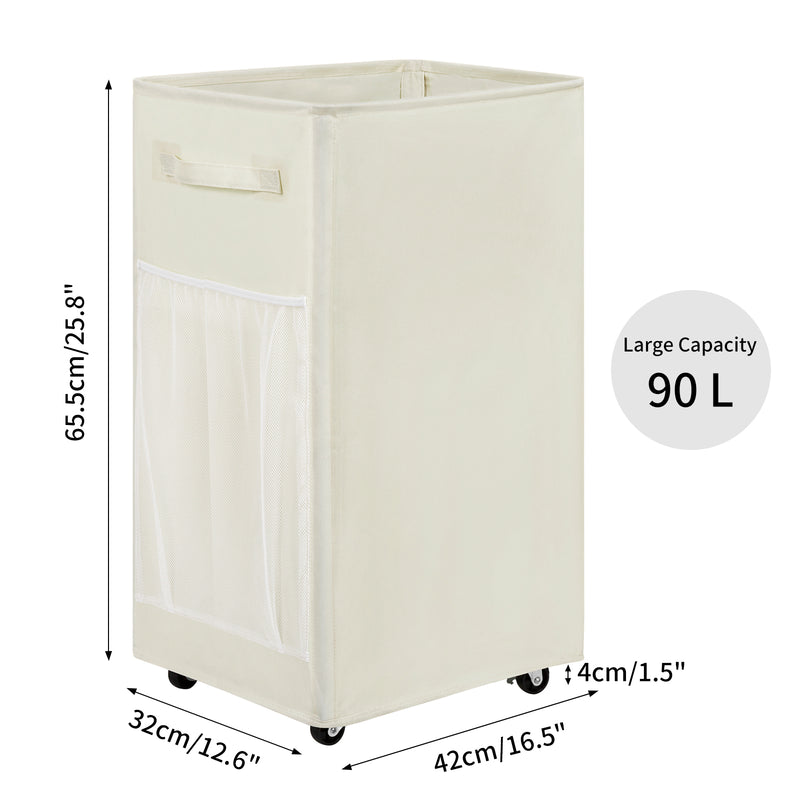 Chrislley 90L Rolling Laundry Basket Large Laundry Hamper with Wheels Collapsible  (Beige)