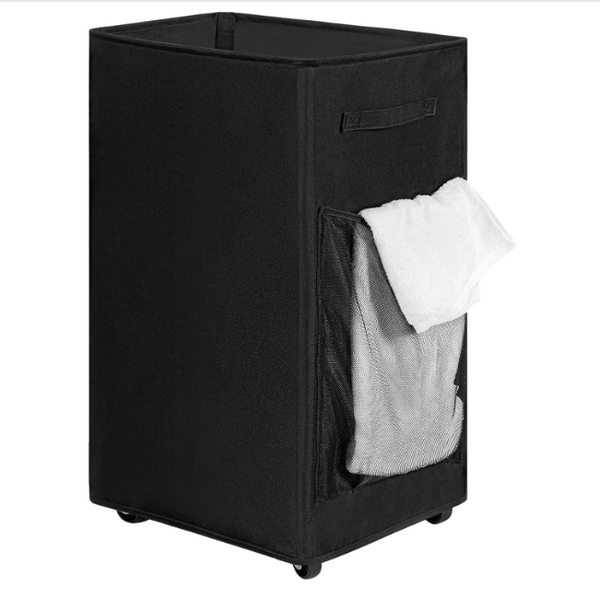 Chrislley 90L Rolling Laundry Basket Large Laundry Hamper with Wheels Collapsible (Black)